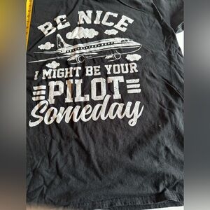 Port and Company Black Graphic Tee - Aviation Theme